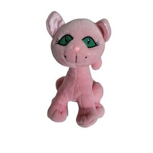 Large Pink Kitty Cat Green Eyes  Plush Stuff Animal Cascade Toys 16" Tall